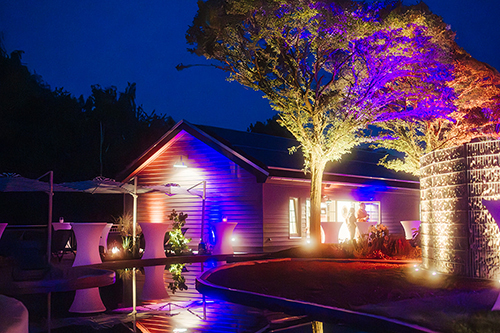 SaunaWelt Garten illuminiert